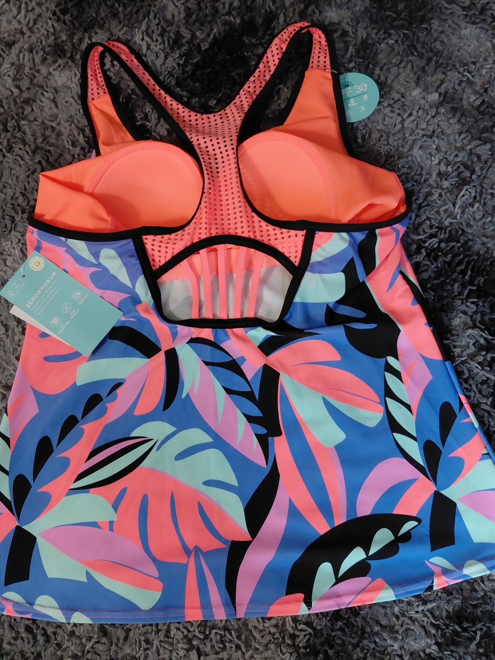 ZeroXposur Pink and Blue Tropical Tankini Top - Picture 3 of 3